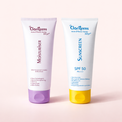 Acne D'fence Daily Duo kit — Teen Moisturiser and SPF 50 Sunscreen together, Clariteens ages 10+