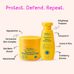 AquaSportz Pre and Post Swim Kit — Sunscreen Gel and Hair Wash | Clariteens