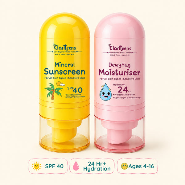Daily Sun Protection Kit for Kids — Moisturiser and SPF 40 Sunscreen | Clariteens