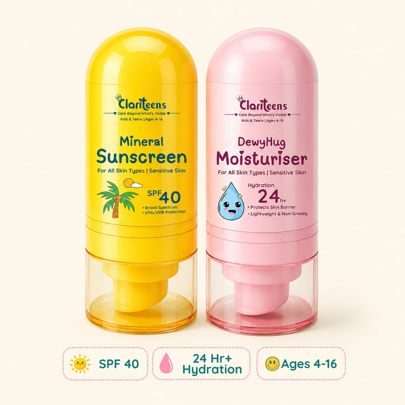 Daily Sun Protection Kit for Kids — Moisturiser and SPF 40 Sunscreen | Clariteens