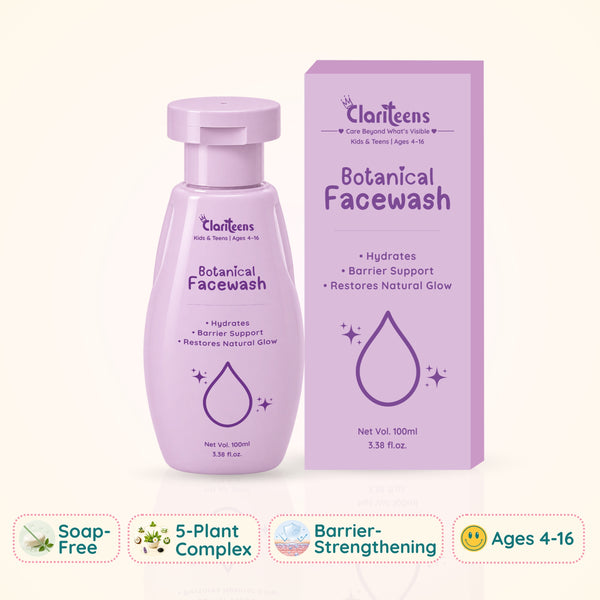Gentle Botanical Cleanser — BrightOBlend + Vitamin B3 & B5 + Macadamia Oil | For Kids & Teens | Clariteens