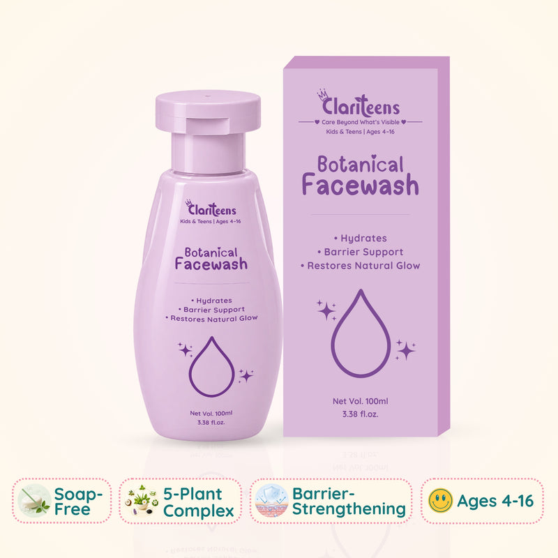Gentle Botanical Cleanser — BrightOBlend + Vitamin B3 & B5 + Macadamia Oil | For Kids & Teens | Clariteens