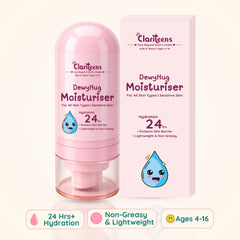 Dewy Hug Kids Moisturiser — 24Hr+ Hydration, pH Balanced, Lightweight | Clariteens