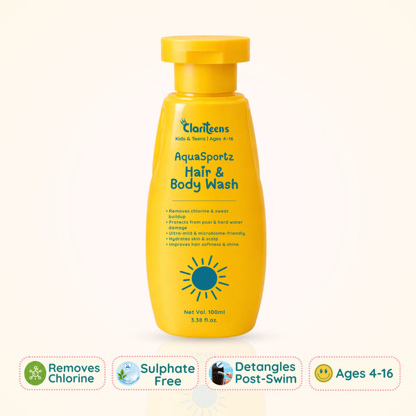AquaSportz Kids Hair and Body Wash — Removes Chlorine, Restores Moisture | Clariteens