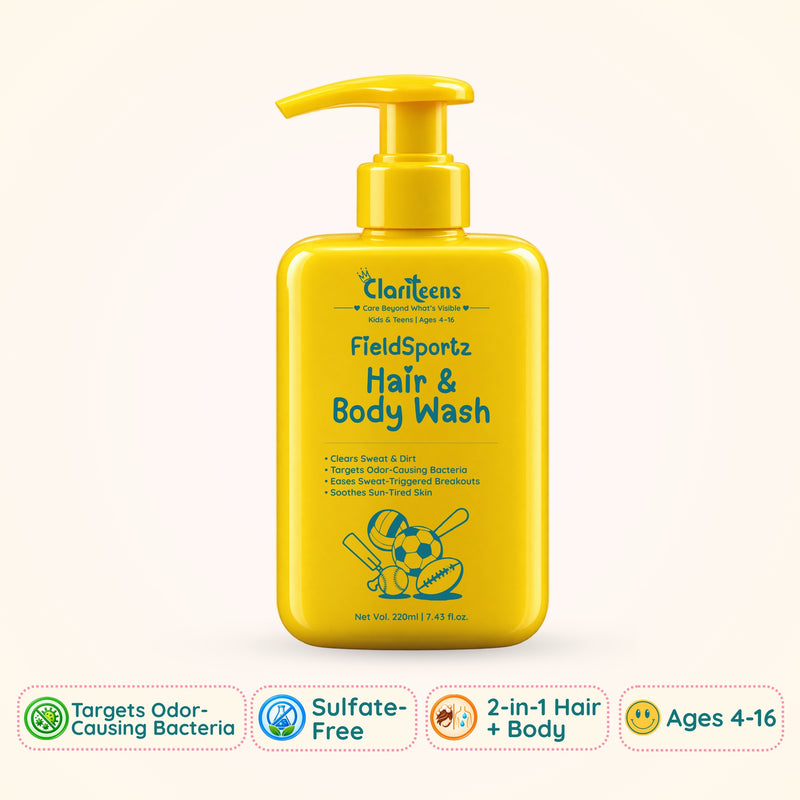 FieldSportz Hair and Body Wash — For Sweat, Dirt & Odor, Restores Moisture | Clariteens