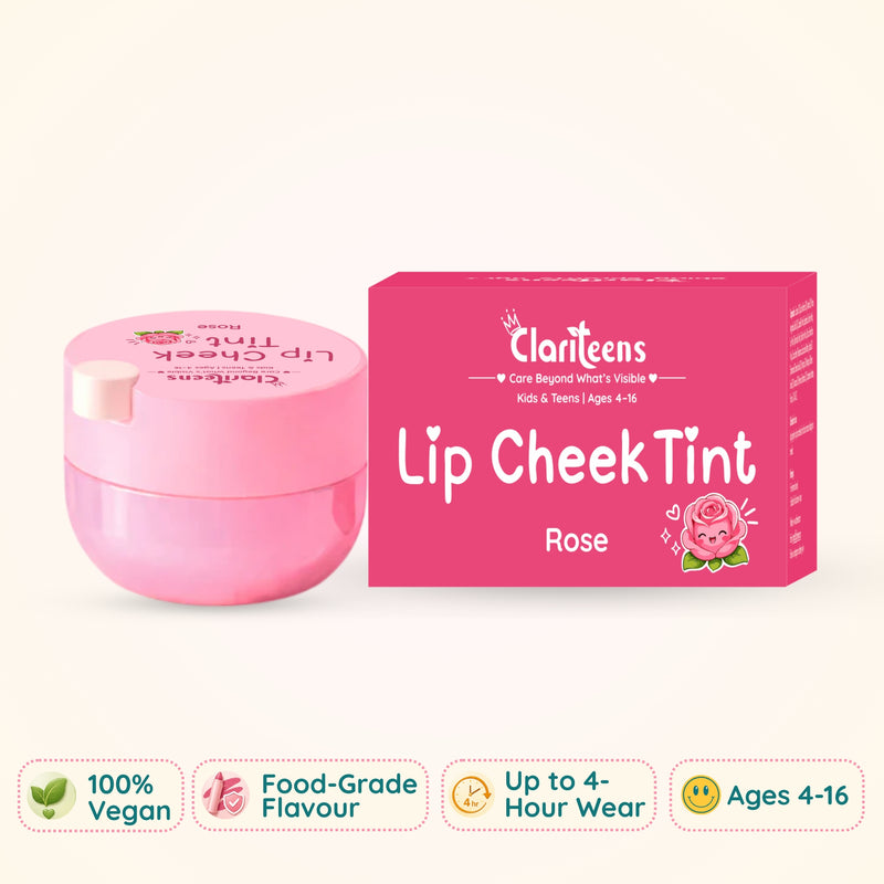 Rose Lip and Cheek Tint for Kids — Preservative-Free, Nourishing Plant Oils, Vegan | Clariteens