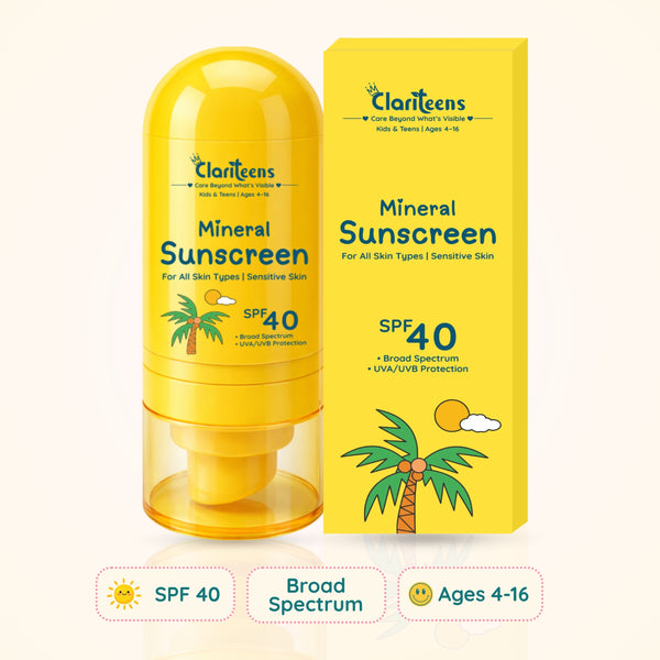 Mineral Sunscreen SPF 40 for Kids — No White Cast, Non-Greasy | Clariteens
