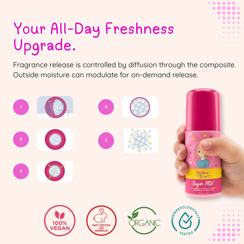 Sugar Mist Roll-On lifestyle — child outdoors, fresh and confident with alcohol-free fragrance