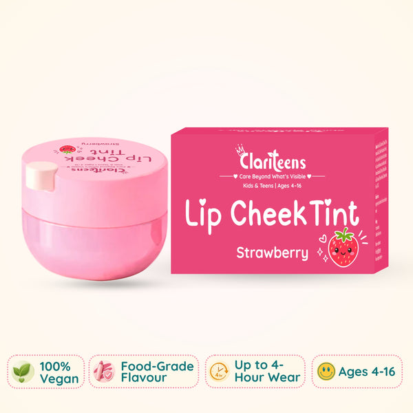 Strawberry Lip and Cheek Tint for Kids — Preservative-Free, Nourishing Plant Oils, Vegan | Clariteens