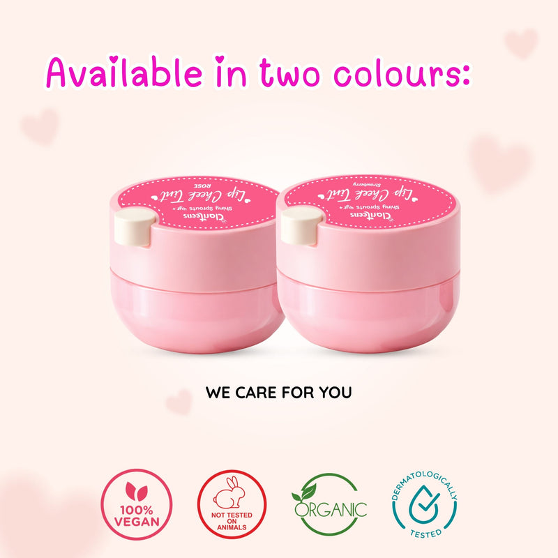 Clariteens Lip Tint certifications — no preservatives, water-free, plant-based, safe ages 4+