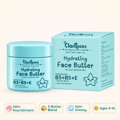 Hydrating Face Butter — GlycoButter + 5-Butter Blend, 24Hr+ Nourishment | For Dry & Sensitive Skin | Clariteens