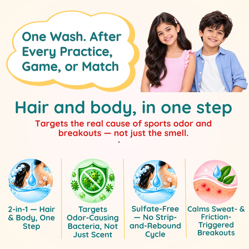 FieldSportz Hair and Body Wash — For Sweat, Dirt & Odor, Restores Moisture | Clariteens