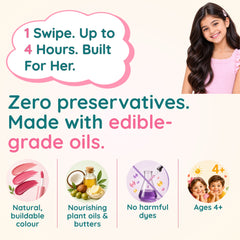 Rose Lip and Cheek Tint for Kids — Preservative-Free, Nourishing Plant Oils, Vegan | Clariteens