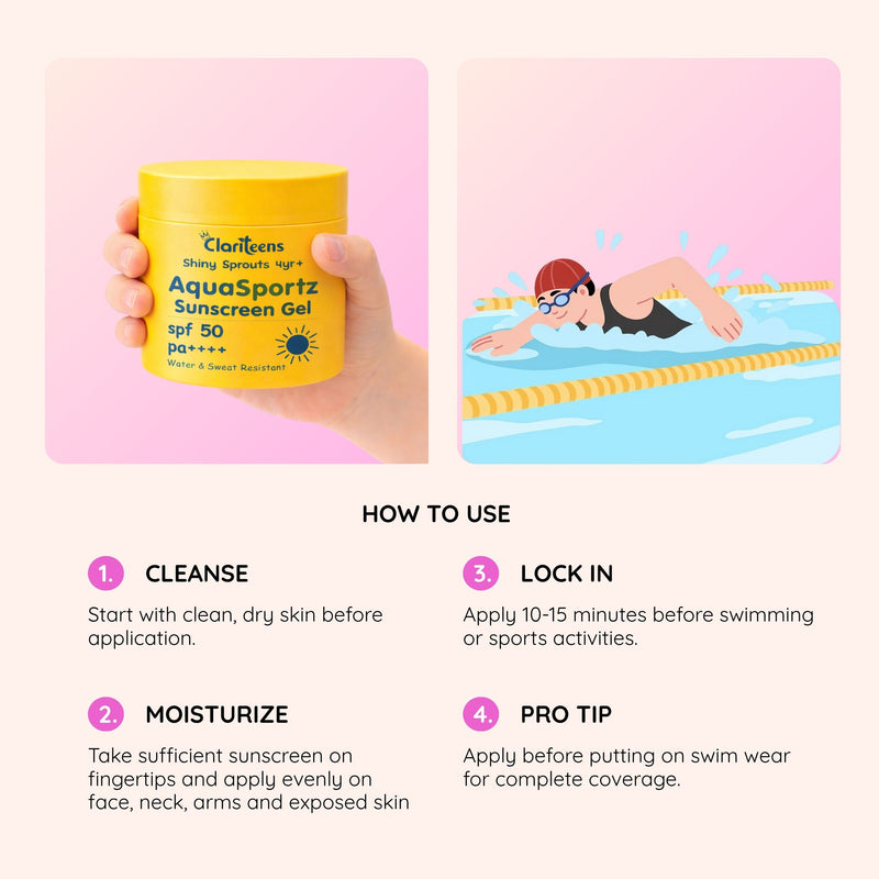 AquaSportz Sunscreen Gel water-resistance demonstration — stays on through pool and sweat