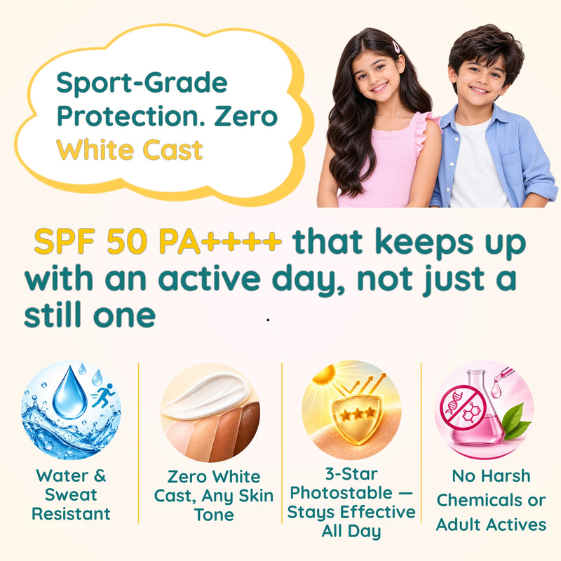 AquaSportz Kids Sunscreen Gel SPF 50 PA++++ — Water Resistant | Clariteens