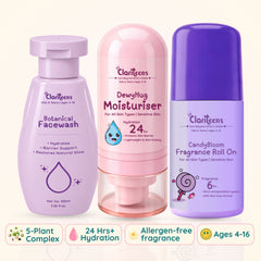 All-Day Freshness Combo  — Botanical Cleanser, Moisturiser & Fragrance Roll-On | For Kids & Teens | Clariteens