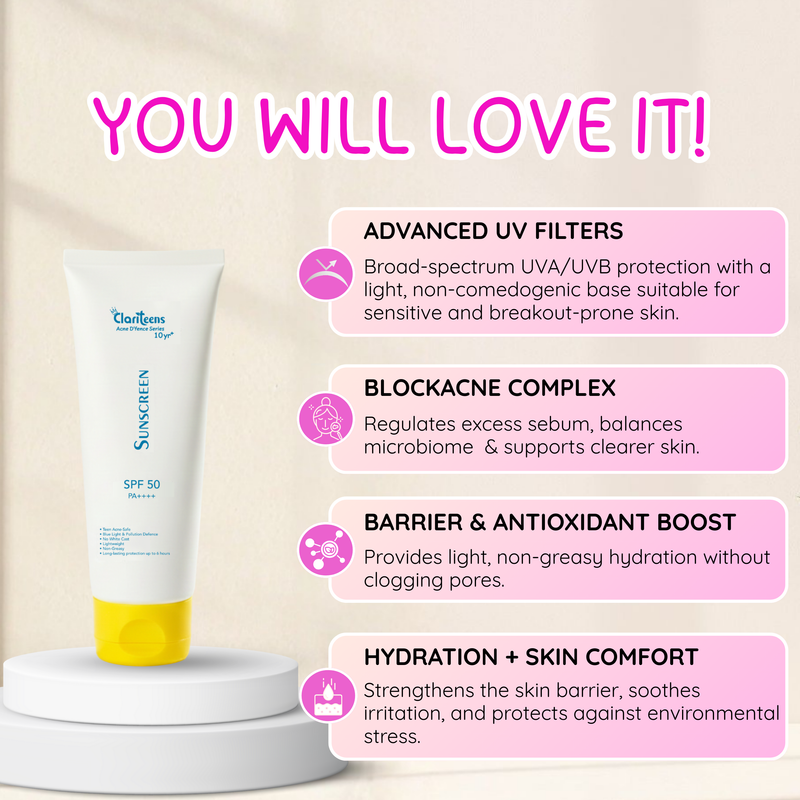 Acne D’fence 10yr+ SUNSCREEN SPF 50 PA++++ 50ml
