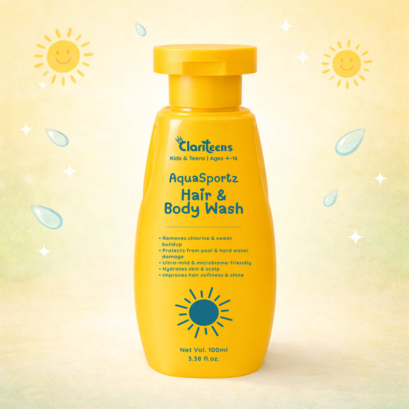 AquaSportz Kids Hair and Body Wash — Removes Chlorine, Restores Moisture | Clariteens