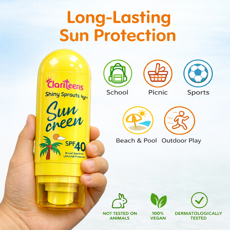 Clariteens Mineral Sunscreen SPF 40 — 100 plus formulation trials for zero white cast on Indian skin