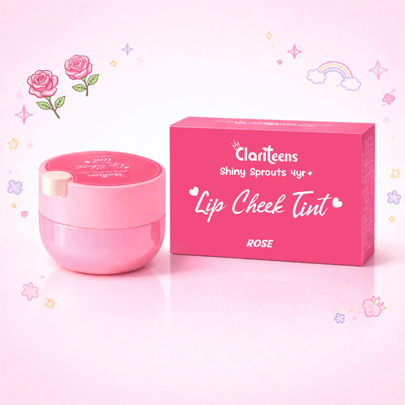 Rose Lip and Cheek Tint 12gm — pink stick front view, Clariteens Shiny Sprouts