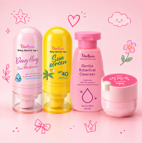 Clariteens Complete Skincare Routine — Botanical Cleanser, Moisturiser, Sunscreen & Lip Tint  | For Kids, Pre-Teens & Teens (Copy)