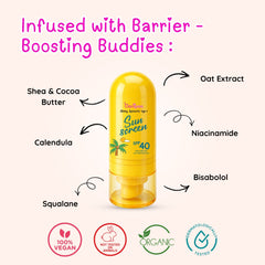 Mineral Sunscreen SPF 40 applied on Indian child skin — zero white cast, matte finish