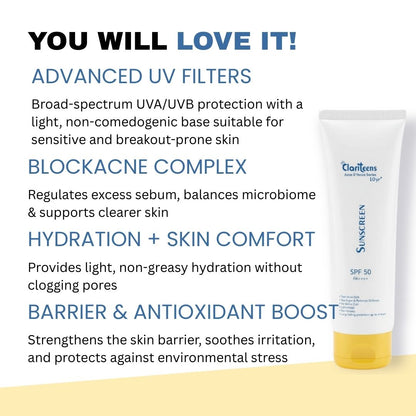 Acne D’fence 10yr+ SUNSCREEN SPF 50 PA++++ 50ml