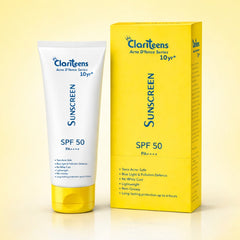 Acne D'fence Teen Sunscreen SPF 50 PA++++ 50ml — bottle front view, Clariteens ages 10+