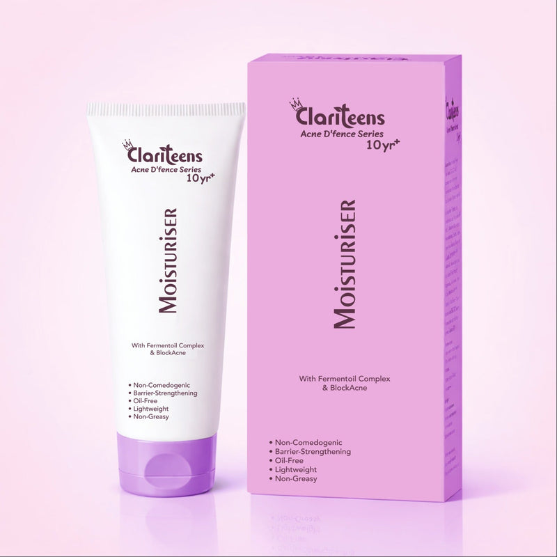 Acne D'fence Teen Moisturiser 50ml — bottle front view, Clariteens ages 10+