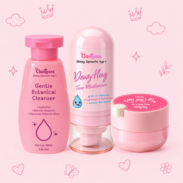 Clariteens Daily Essentials Trio — Kids Botanical Cleanser, Moisturiser & Lip Tint | For Kids, Pre-Teens & Teens