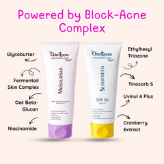 Acne D'fence Daily Duo morning routine — moisturise then SPF 50 before going out
