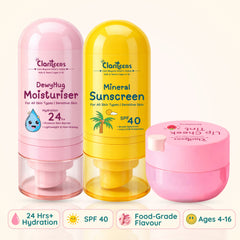 Morning Skincare Essentials — Moisturiser, Sunscreen & Lip Tint  | For Kids, & Teens | Clariteens