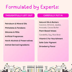 Strawberry Lip and Cheek Tint ingredients — 7 plant oils, food-grade strawberry flavour, no preservatives